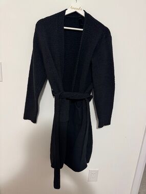 Skims Cozy Black Knit Belted Cardigan/robe